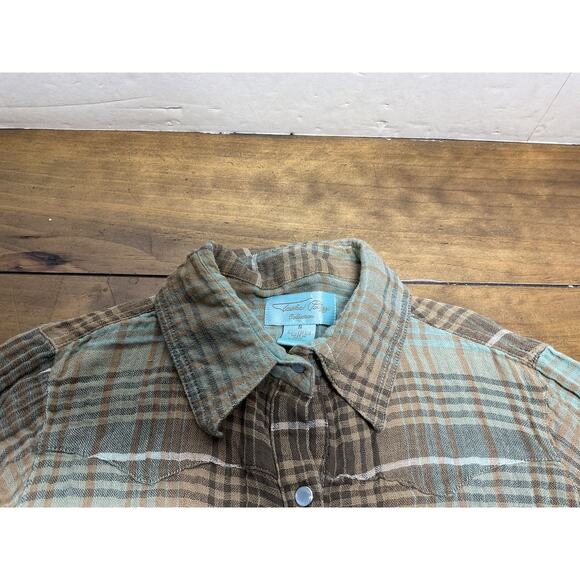 Tasha Polizzi Blouse Small Pearl Snap Button Western Shirt Flare Sleeves - Picture 6 of 11